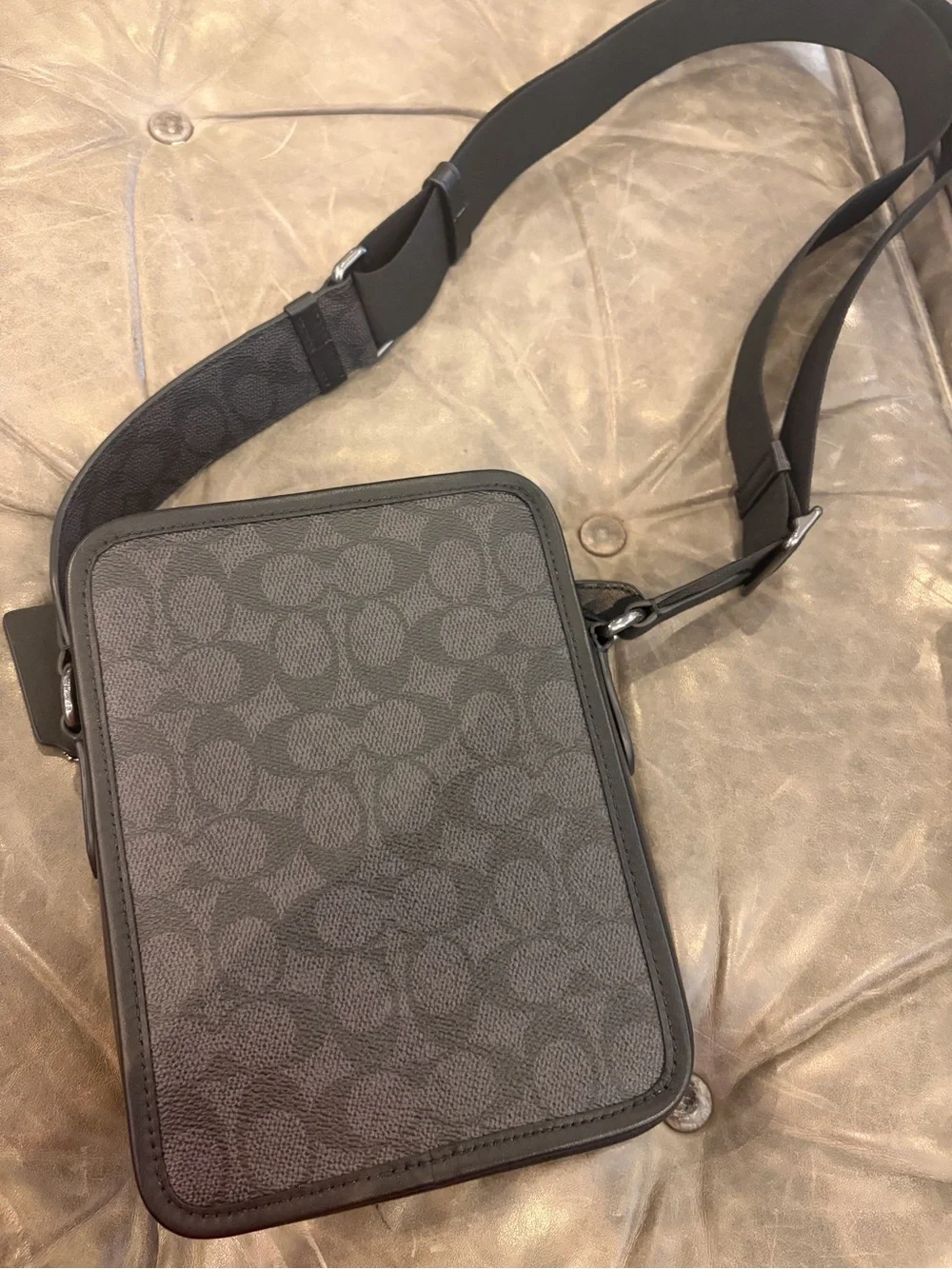 Coach STANTON CROSSBODY In Signature Canvas With Patches new black with tag